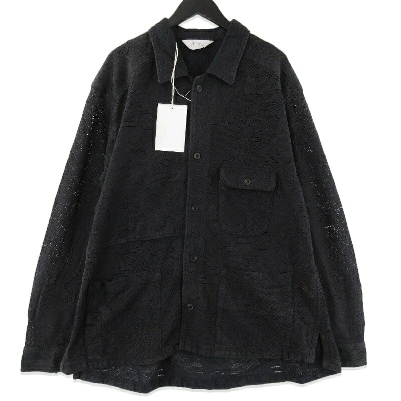 Rakuten - 【中古】未使用 ANCELLM アンセルム AGING LACE WORK SHIRT ANC-SH81-B エイジングレースワークシャツ 長袖シャツ ブラック 黒 3メンズ 71015886