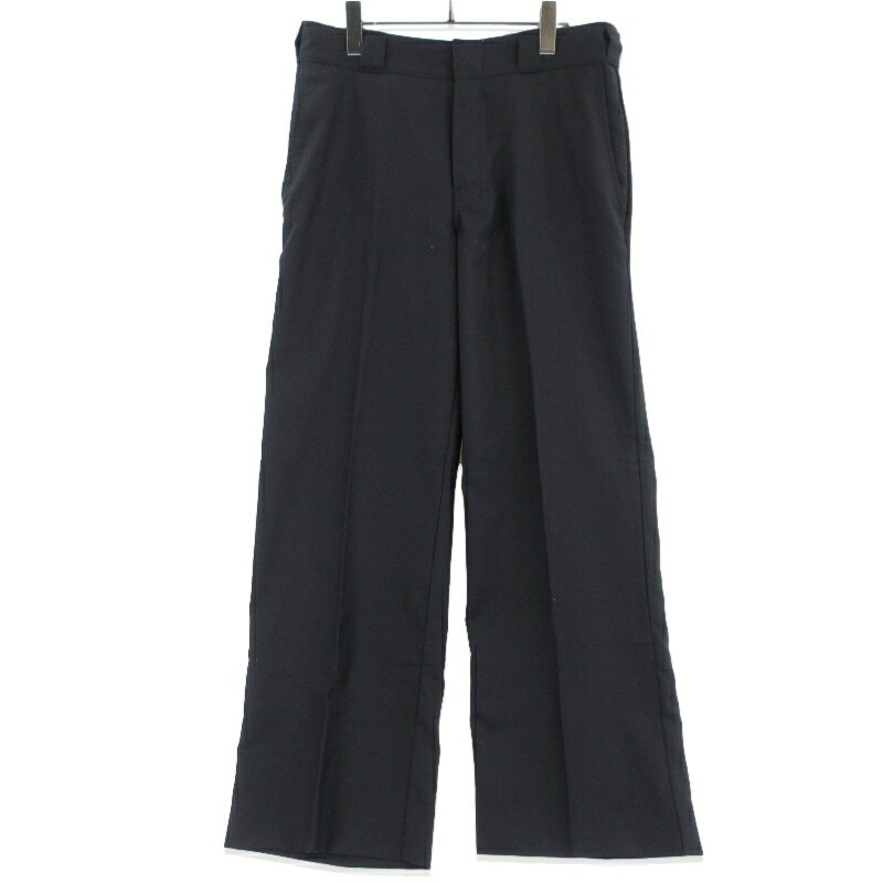 Rakuten - 【中古】美品 OVY オヴィ ワイドスラックス Wool Super100's Twill Slacks 075 日本製 ジップフライ ブラック 黒 L メンズ 99001040
