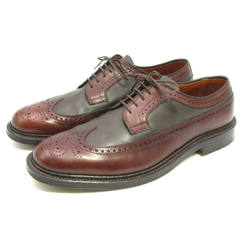 Rakuten - 【中古】美品 Alden オールデン US10D 28cm ロングウィングチップ 97573 カーフ バリーラスト フルブローグ ローデングリーン ブラウン 外羽根 コンビ レザーソール 2トーン LONG WING TIP BARRIE LAST 2 Tone Color シューズ 35005621