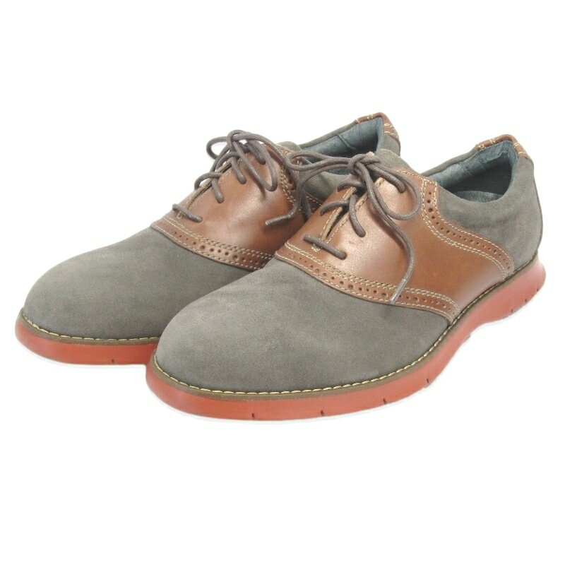 美品 FLORSHEIM フローシャイム US9D 27cm サドルシューズ 14128-074 スエード コンビ FLITES SADDLE グレー/ブラウン プレーントゥ シューズ 18002128