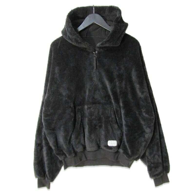 Rakuten - 【中古】Sugar&Co. シュガーアンドコー ハーフジップパーカー Boa Fleece Box hoodie ボックス型シルエット 日本製 ブラック 黒 Mメンズ 27113886