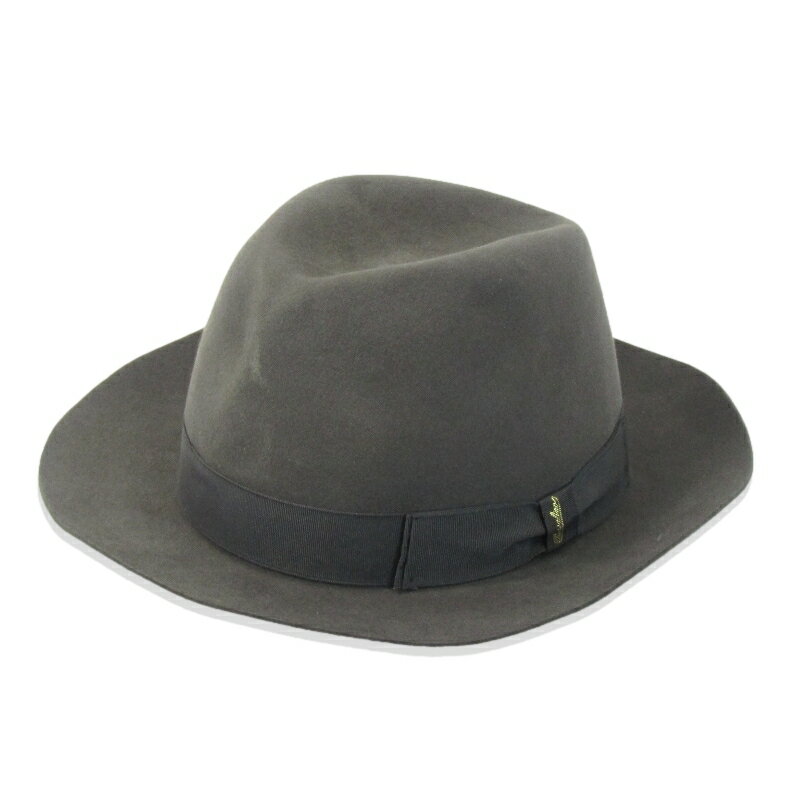 乐天商城 - 【中古】Borsalino ボルサリーノ フェルトハット ビーバー BEAVER 中折れ コルドナータ イタリー製 60 帽子 30013402