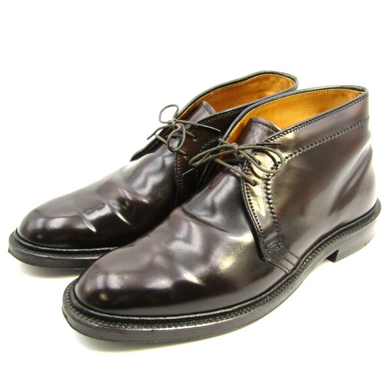 Rakuten - 【中古】Alden オールデン US8E 26cm チャッカブーツ 1340 バリーラスト ホーウィン ヒールスチール加工 黒 ブラック シェルコードバン Chukka Boot Eワイズオーダー ブーツ 35005637