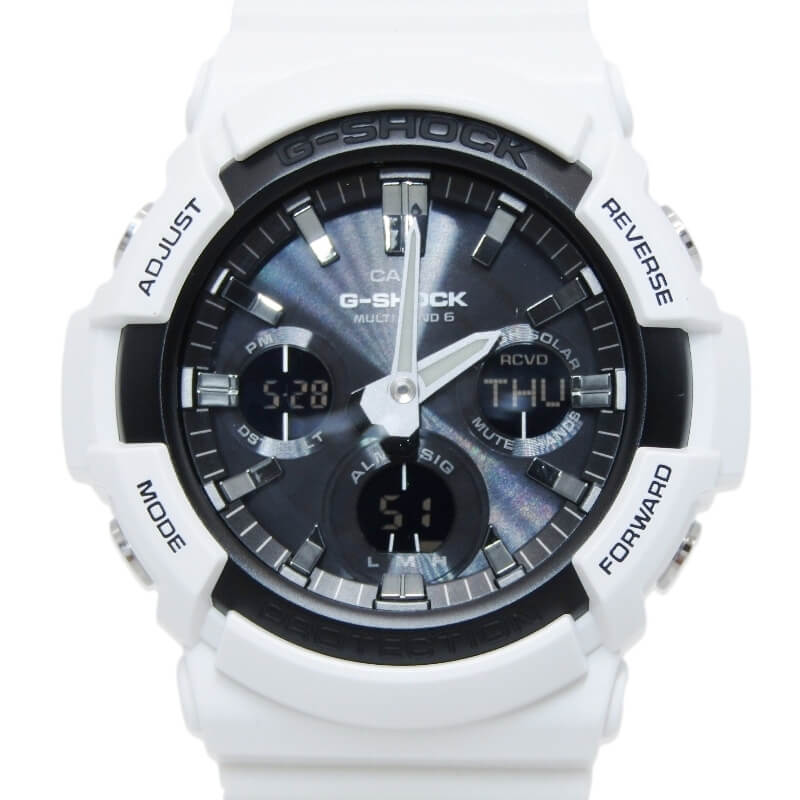 Rakuten - 【中古】未使用 CASIO G-SHOCK Gショック GAW-100B-7AJF 電波ソーラー アナデジ マルチバンド6 ビッグケース ホワイト 白 ワールドタイム カシオ 腕時計 28012713