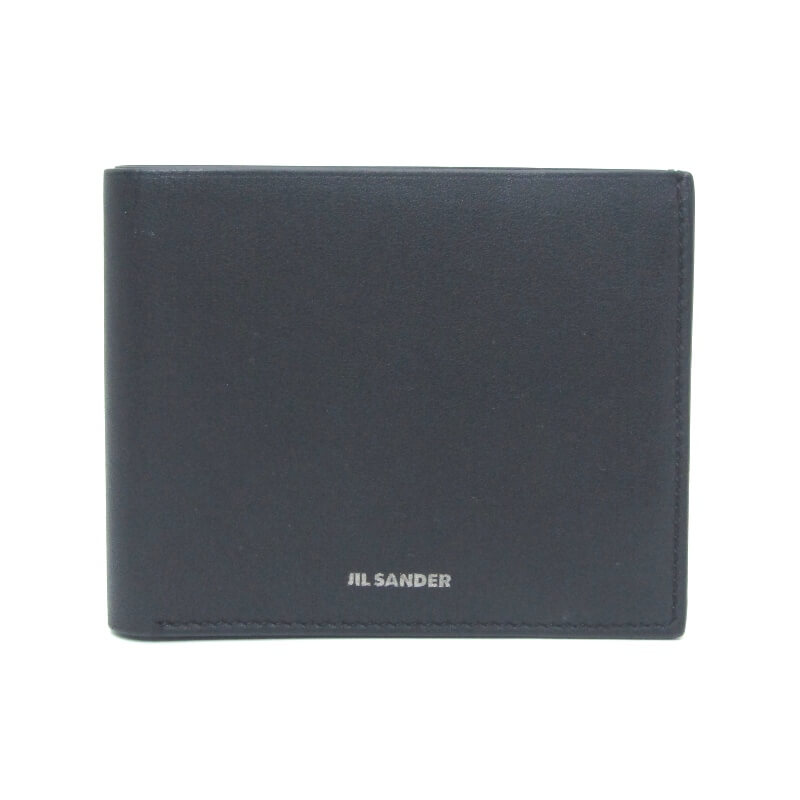 Rakuten - 【中古】JIL SANDER ジルサンダー 二つ折り財布 J25UI0001P5995001 エンボス ロゴ 札入れ ポケットウォレット ブラック 黒 小銭入れ無し レザー 28012721