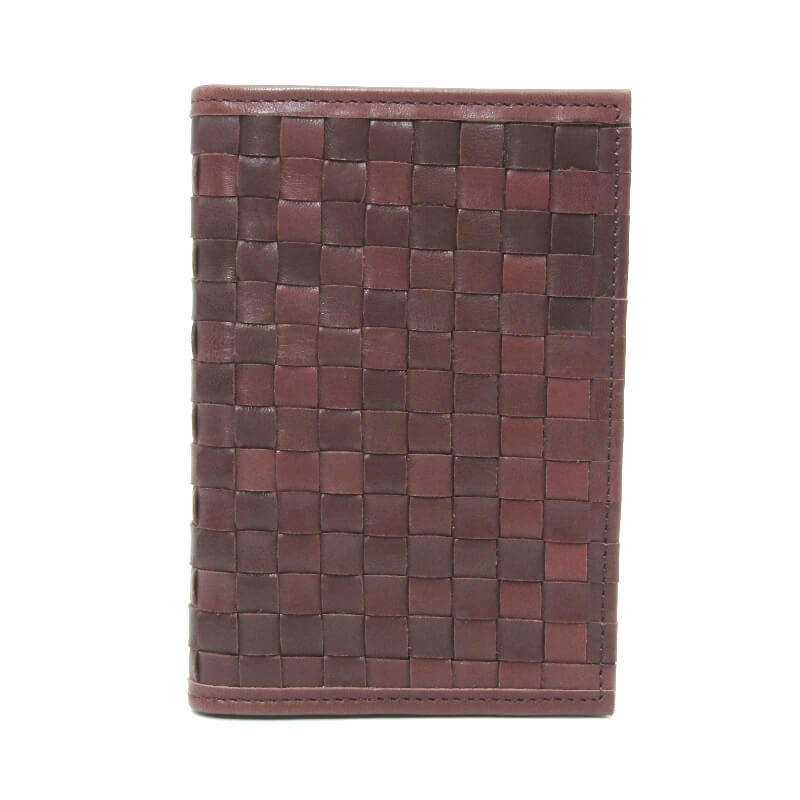 乐天商城 - 【中古】美品 B.stuff ビースタッフ カードケース 二つ折り メッシュ 馬革 20枚収納 スナップボタン ブラウン レザー 28012728