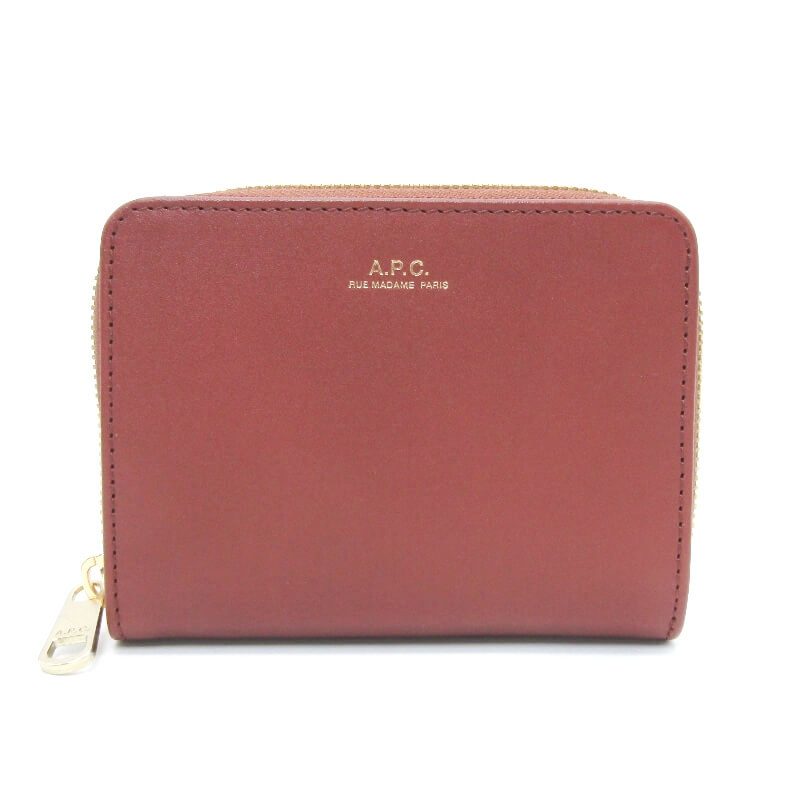 Rakuten - 【中古】未使用 A.P.C. アーペーセー 二つ折り財布 Emmanuelle コンパクトウォレット エマニエル スムースレザー ヘーゼルナッツ レザー 28012734