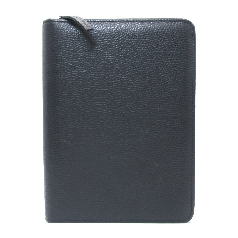 Rakuten - 【中古】美品 LUCRIN Geneva ルクランジュネーブ ノートカバー レザー ジップファスナー 本革 シボレザー ブラック 黒 レザー 28012743