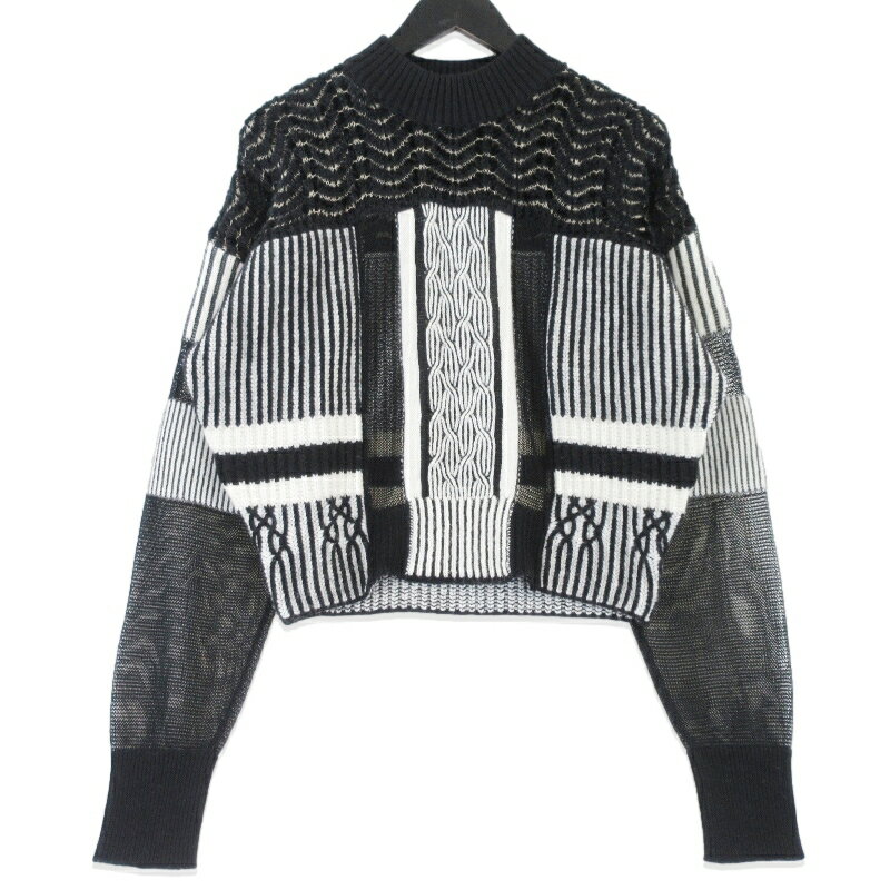 Rakuten - 【中古】Mame Kurogouchi マメ クロゴウチ Plating Mole Knit Sweater MM18AW-KN024 ニット 長袖シャツ ブラック ホワイト 2 レディース 99001047