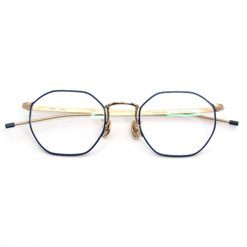 Rakuten - 【中古】未使用 Mr.Gentleman EYEWEAR ミスタージェントルマン メガネフレーム YOKO 日本製 ヨーコ オクタゴン 八角形 H Blue/Goldスタッズテンプル メタル メガネ 眼鏡 サングラス 54001042