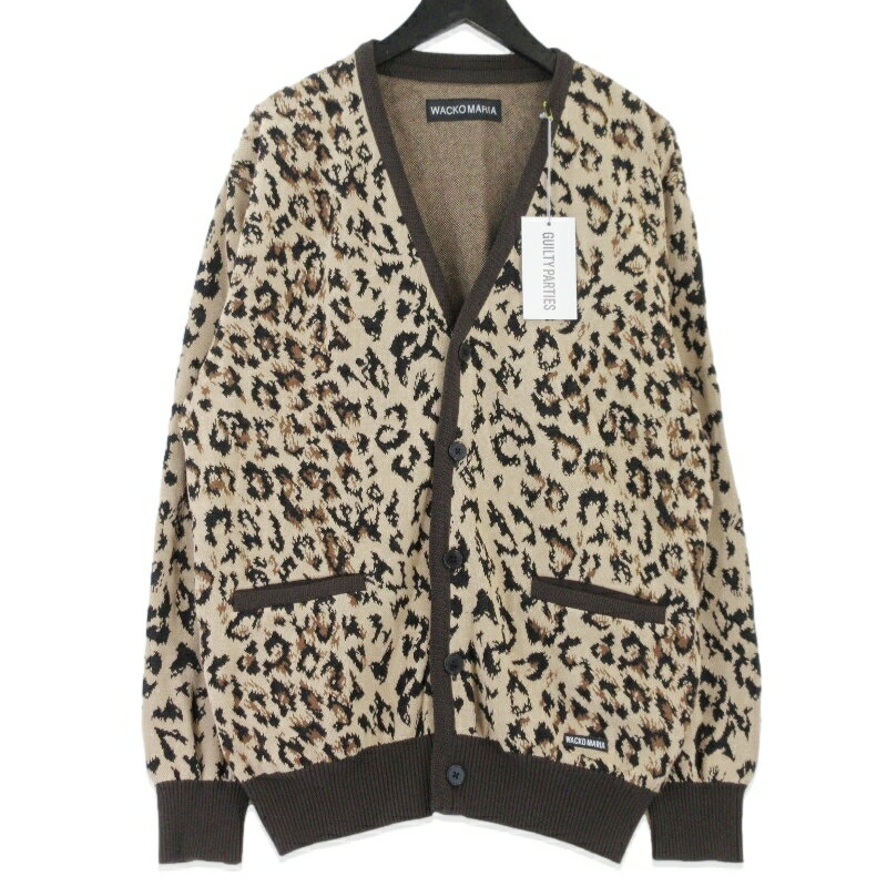 乐天商城 - 【中古】美品 WACKO MARIA ワコマリア ジャガードカーディガン 25SS-WMK-KN14 LEOPARD KNIT JACQUARD CARDIGAN TYPE-1 ベージュ L レオパード メンズ 99001057
