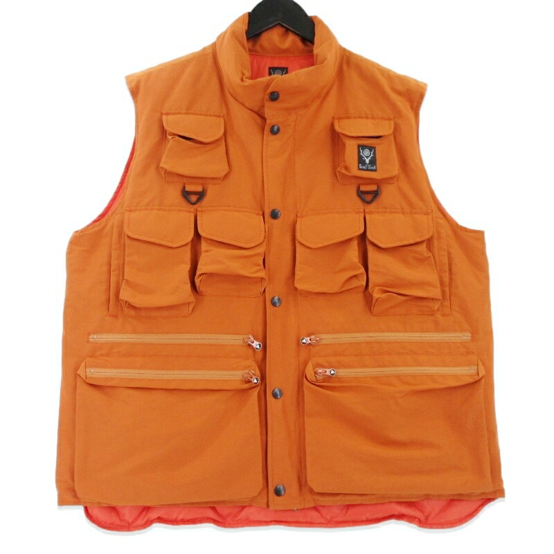 乐天商城 - 【中古】South2 West8 サウスツーウエストエイト ダウンベスト NS709 MULTI POCKET ZIPPED DOWN VEST 日本製 オレンジ L メンズ 99001062
