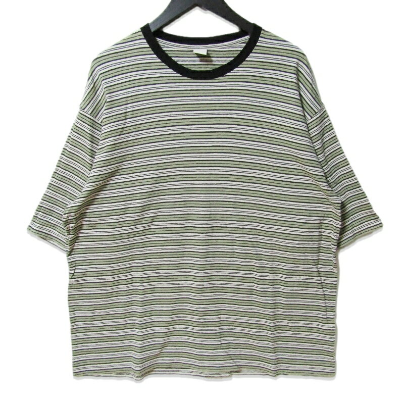 乐天商城 - 【中古】OVY オヴィ 半袖Tシャツ Multi Border Relax Fit T-shirts マルチボーダー 日本製 グリーン Lメンズ 27113922