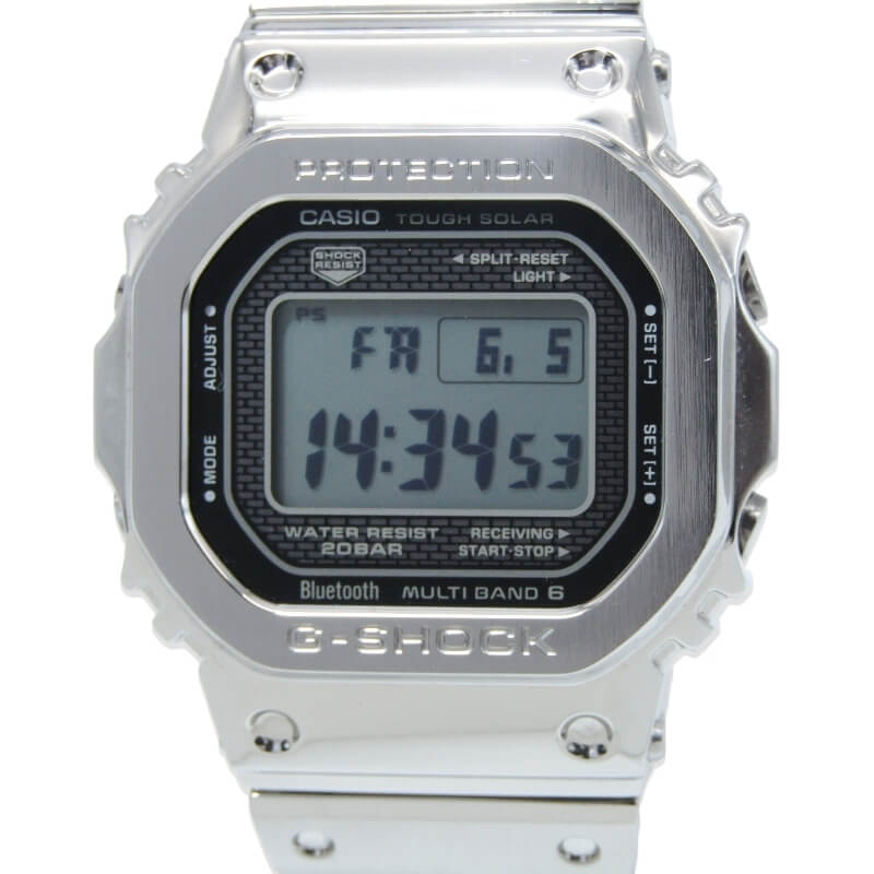 乐天商城 - 【中古】CASIO G-SHOCK Gショック GMW-B5000D-1 フルメタル 本体のみ FULL METAL 電波ソーラー スクエア デジタル SS シルバー カシオ 腕時計 28012775