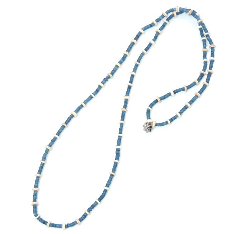 乐天商城 - 【中古】美品 NORTH WORKS ノースワークス ネックレス ビーズ インディゴ染めシェル ロング BEADED NECKLACE ブラスチャーム/シルバーコーティング 28012846