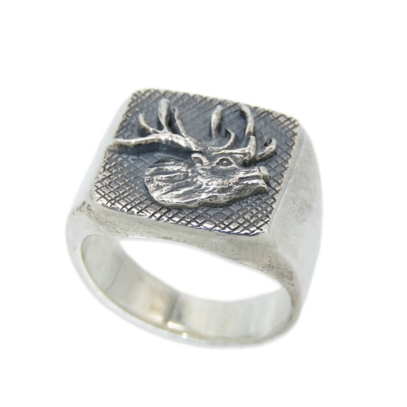乐天商城 - 【中古】未使用 ANDFAMILYS アンドファミリー リング SP-25092 SIGNET RING DEER S シグネット ディア アンティーク加工 日本製 14号 鹿モチーフ SV925 シルバー 28012851