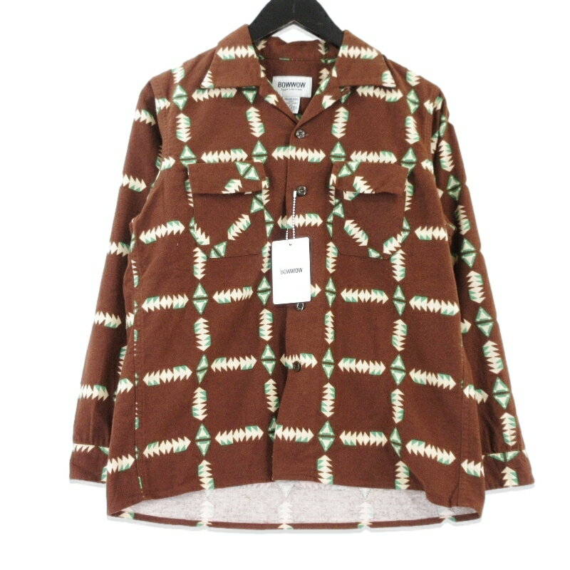 乐天商城 - 【中古】未使用 BOW WOW バウワウ NAVAJO PRINT FLANNEL SHIRT BW252-NPFS 長袖シャツ オープンカラー 開襟 プリントネル ブラウン S メンズ 99001100