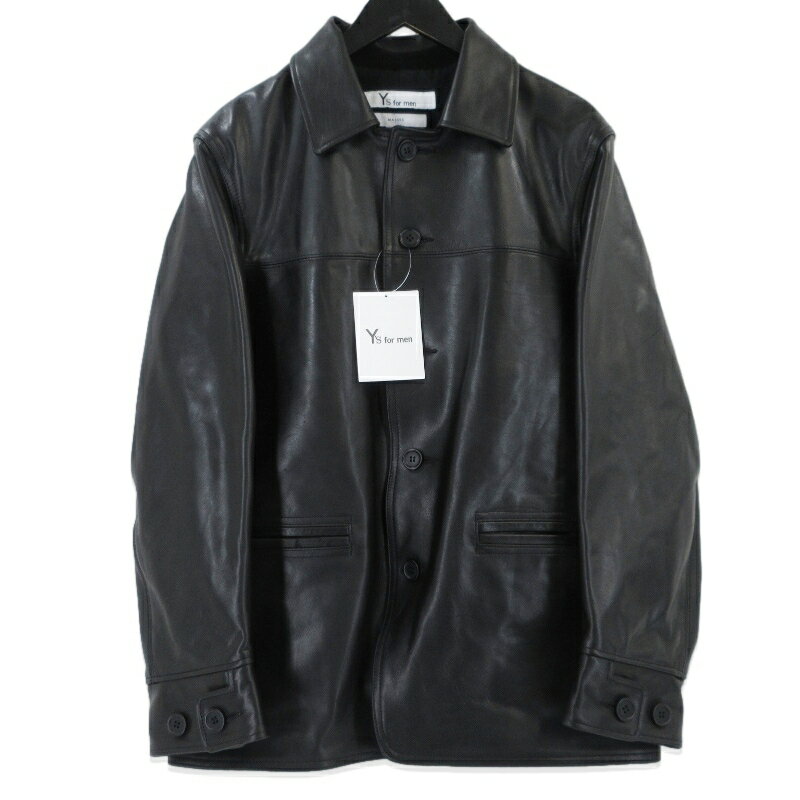 樂天商城 - 【中古】未使用 MASSES × Y's for men マシス LEATHER CAR COAT ML-C90-706 ワイズフォーメン レザーカーコート ブラック 黒 2 メンズ 99001110