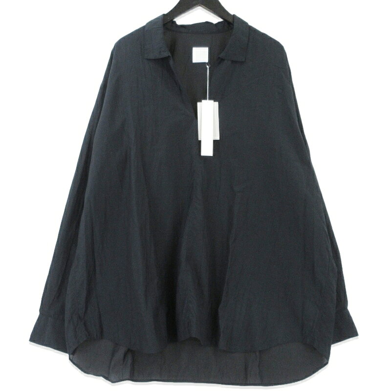 樂天商城 - 【中古】未使用 5W ファイブダブル Kaikin shirts 26-03-09 開襟シャツ 長袖シャツ 日本製 シワ加工 ワンウォッシュ ブラック 黒 3 メンズ 99001117