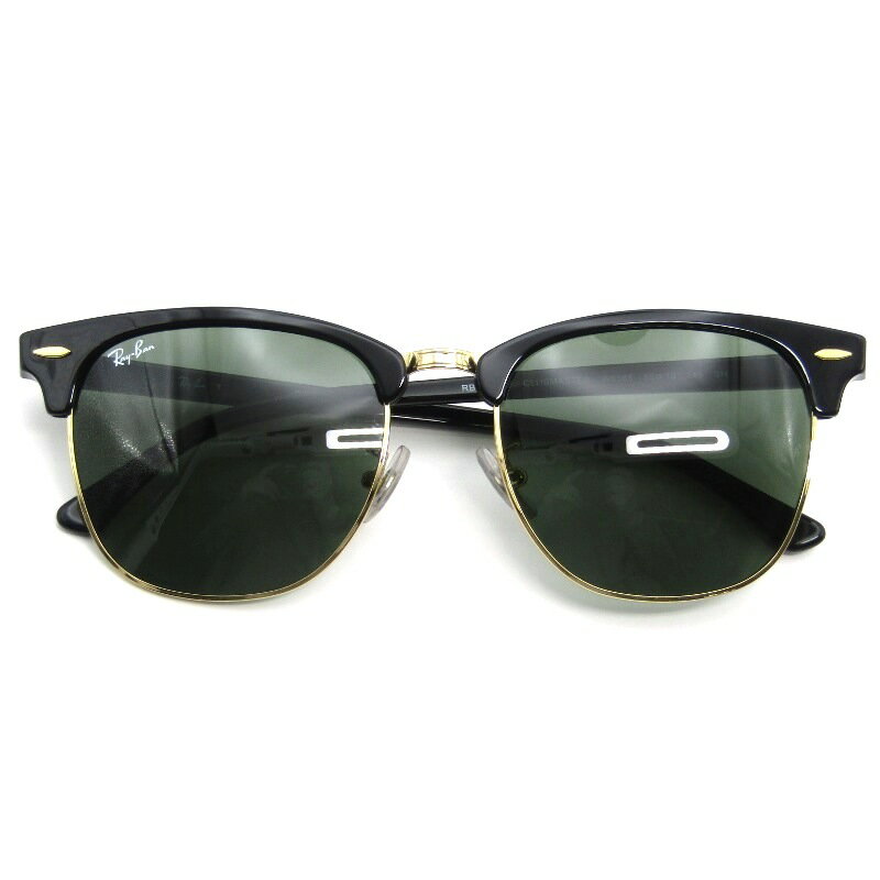 乐天商城 - 【中古】Ray-Ban レイバン サングラス RB3016F CLUBMASTER 中国製 クラブマスター ブロウ ウェリントン W0365 ブラック/ゴールドサーモントブロー G-15 スモークグリーン メガネ 眼鏡 サングラス 54001081