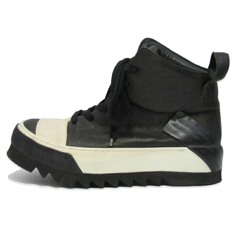 樂天商城 - 【中古】Boris bidjan saberi ボリスビジャンサベリ 42 LEATHER SNEAKER HI BAMBA2 16SS バンバ ハイカット シャークソール ブラック 黒 カンガルーレザー ハンドメイド スニーカー 18002168