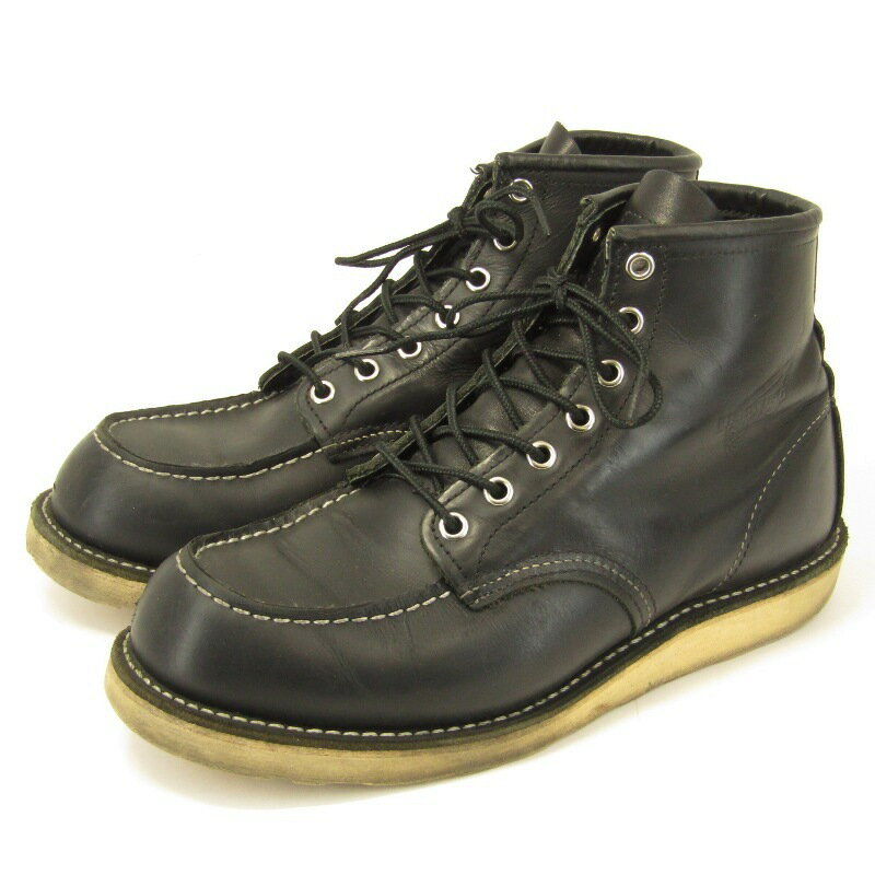 樂天商城 - 【中古】REDWING レッドウィング US8D 26cm モックトゥ 8130 2011年製 欧州向け仕様 アイリッシュセッター ワークブーツ 黒 クローム ブラック ブーツ 35005677