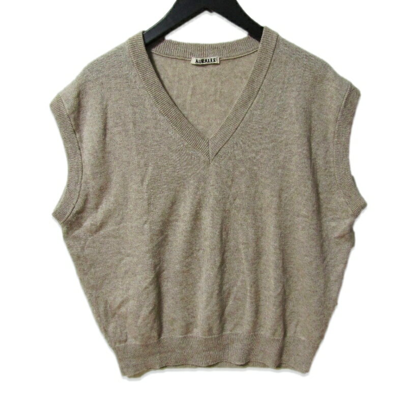 樂天商城 - 【中古】AURALEE オーラリー カシミヤ シルク ニットベスト A23SV03SC SUPER FINE CASHMERE SILK KNIT VEST トップベージュ 3ウォッシャブルメンズ 27113955