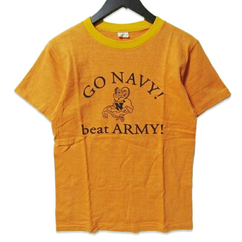 樂天商城 - 【中古】美品 JOHN GLUCKOW ジョングラッコー 半袖Tシャツ G-CS08 BILL THE GOAT ウエアハウス U.S.NAVY ライトオレンジ×ゴールド S日本製メンズ 27113965