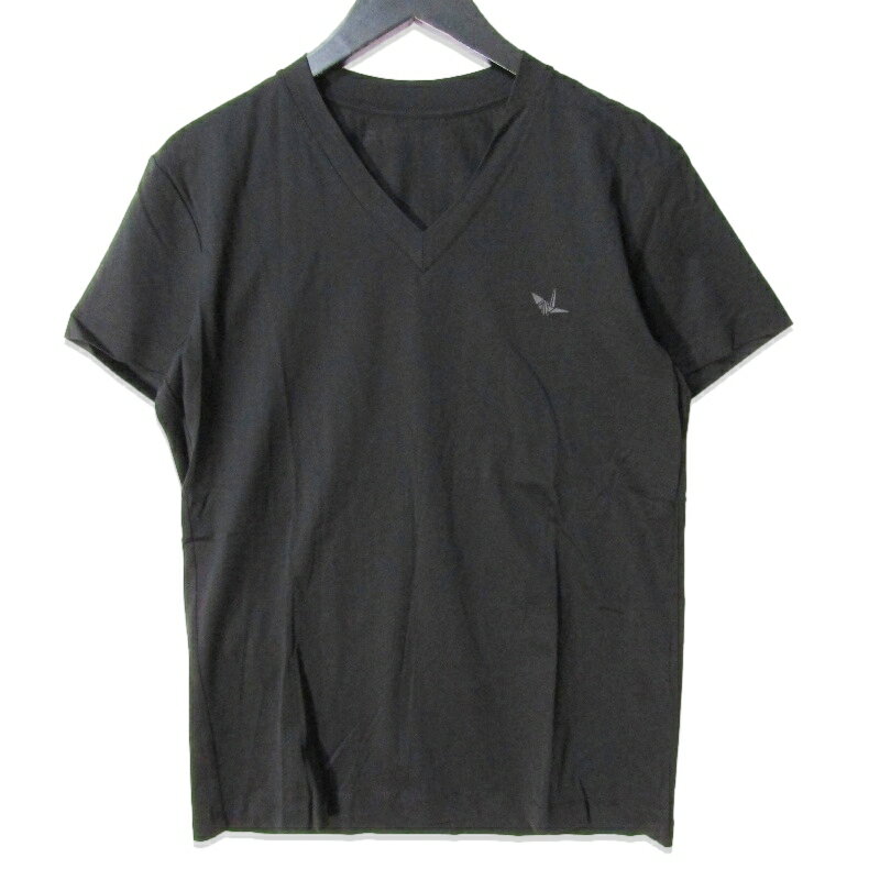 樂天商城 - 【中古】1piu1uguale3 ウノピゥウノウグァーレトレ 半袖VネックTシャツ MRT240 S/S V-NECK CUT SEW カットソー コットン ブラック 黒 4日本製 ロゴメンズ 27114001