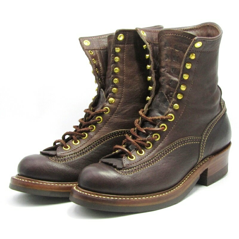 樂天商城 - 【中古】美品 JOHN LOFGREN BOOTMAKER ジョンロフグレン US6E 8インチ ロガーブーツ DONKEY PUNCHER BOOTS LK-041 ダークブラウン レースアップブーツ ドンキーパンチャー 鹿革 EZO SHIKA DEERSKIN BURNT DARK BROWN ブーツ 18002185