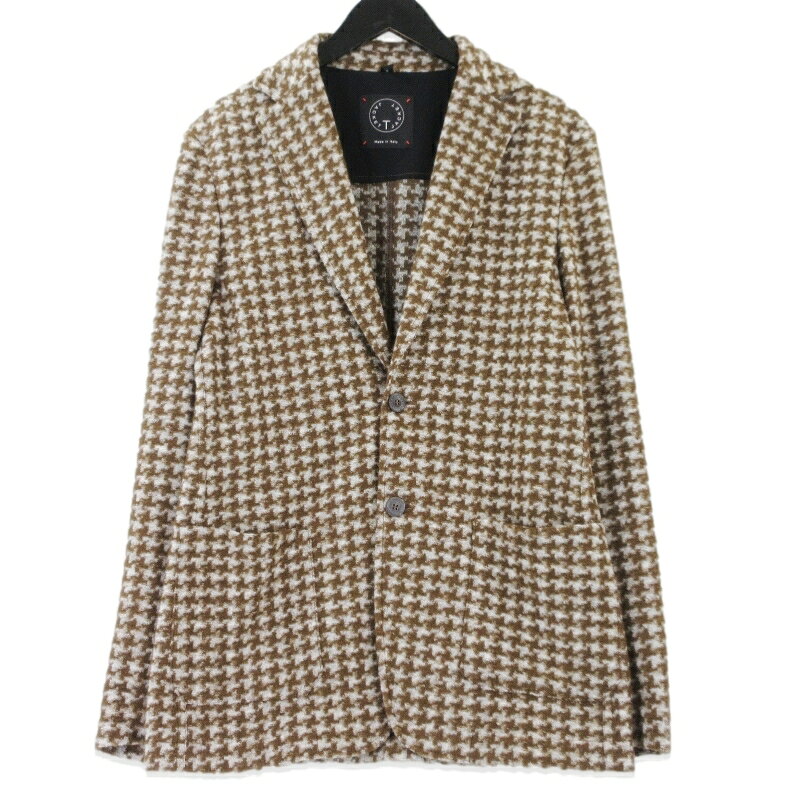 樂天商城 - 【中古】T-JACKET ティージャケット ノーベント 2Bジャケット 51G419JR ハウンドトゥース SB SLIM FIT JKT イタリア製 ブラウン M アンコン メンズ 99001150