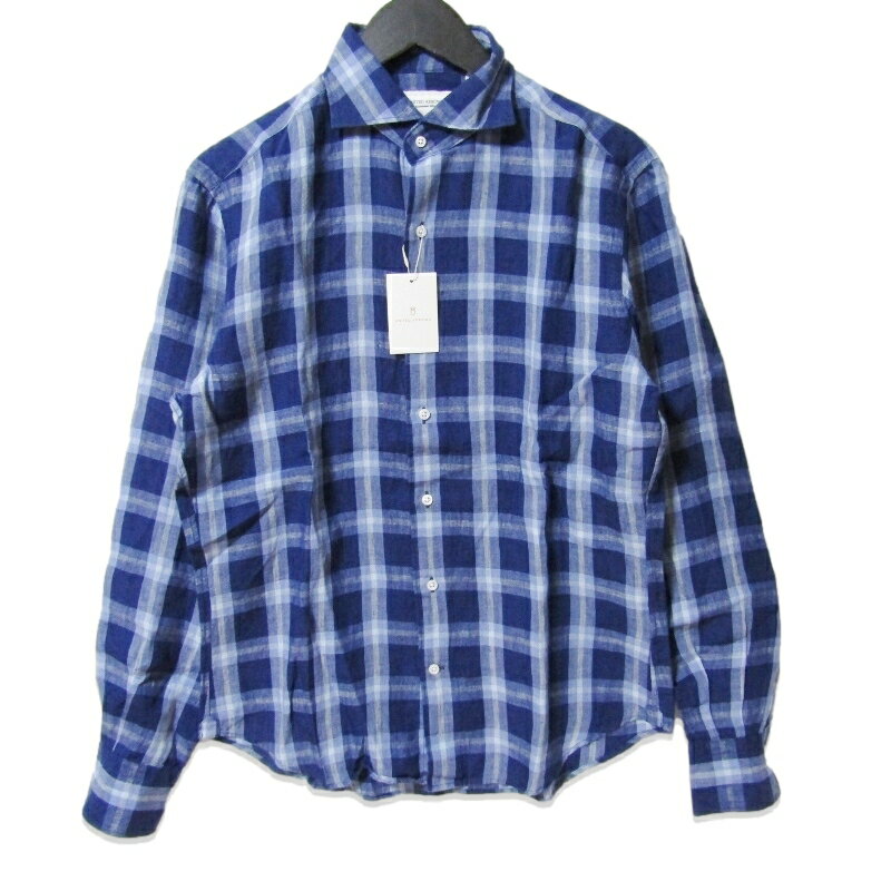 樂天商城 - 【中古】未使用 UNITED ARROWS ユナイテッドアローズ 長袖シャツ チェック 1111-163-1952-7930 リネン ネイビー Sメンズ 27114019