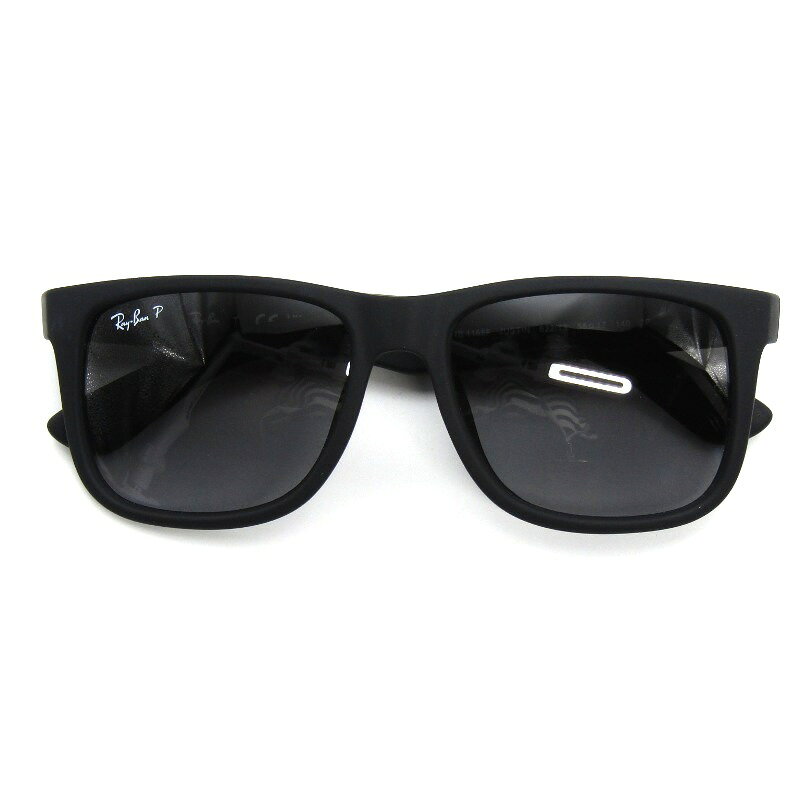 美品 Ray-Ban レイバン サングラス RB4165F JUSTIN イタリア製 ジャスティン 偏光 フルフィット 622/T3 マットラバーブラックスクエア グレーグラディエント ポラライズド メガネ 眼鏡 サングラス 54001206