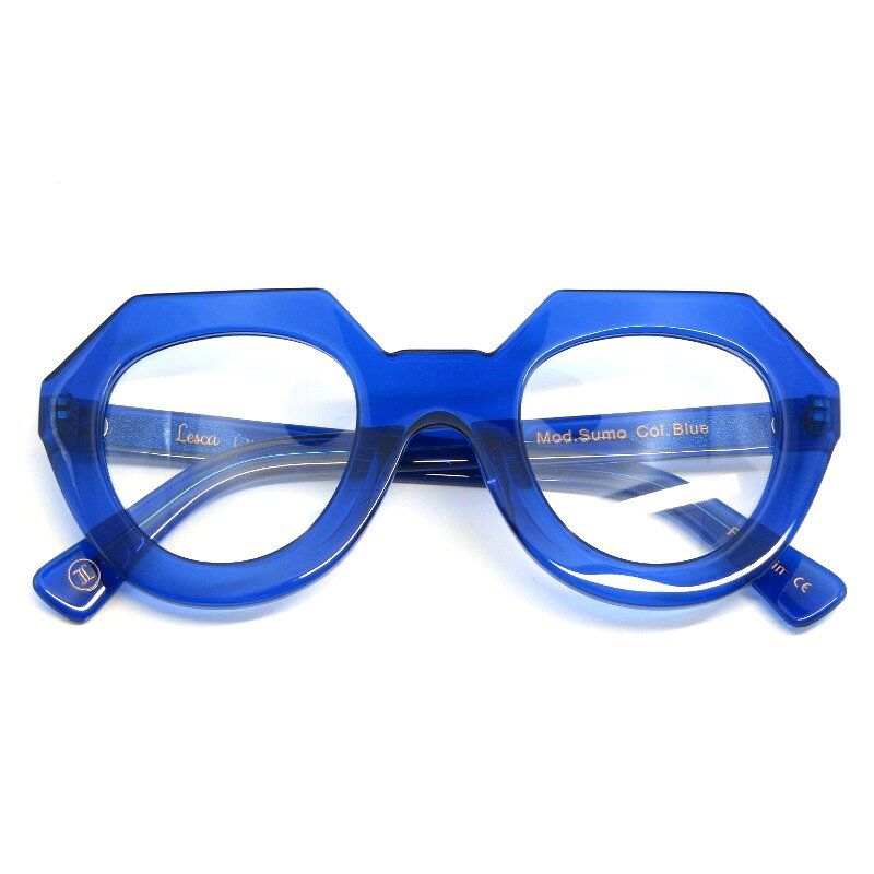 【中古】未使用 Lesca LUNETIER レスカ ルネティエ メガネフレーム Sumo フランス製 スモー クラウンパント Blue メガネ 眼鏡 サングラス 61006182