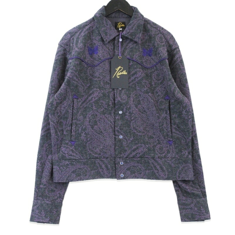 【中古】未使用 Needles ニードルズ カウボーイジャケット NS1507 PIPING COWBOY JACKET POLY JQ ペイズリー柄 パープル S メンズ 99001540