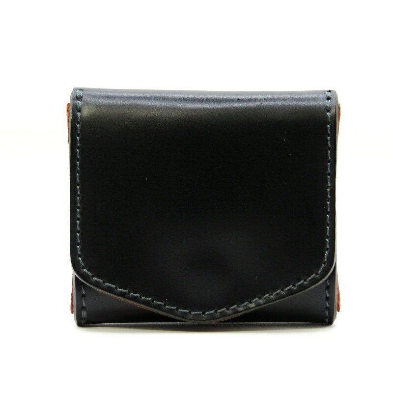 【中古】美品 BARNS バーンズ コインケース コードバン LE-3053 小銭入れ 内装栃木レザー ネイビー レザー 47000452