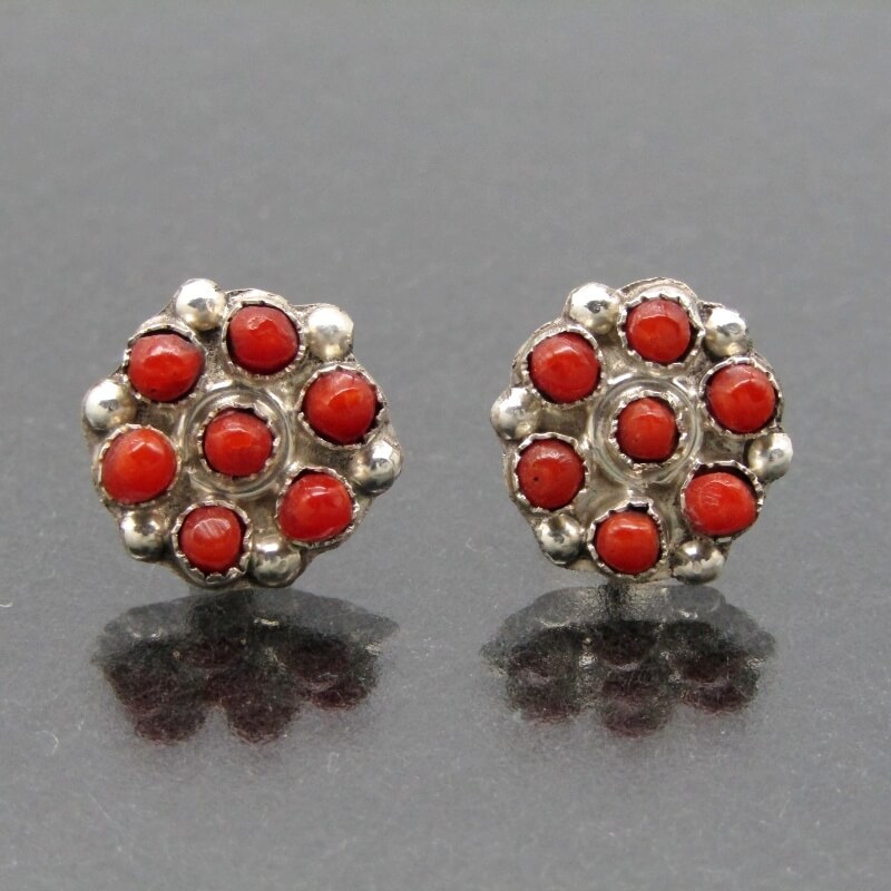 【中古】Navajo ナバホ族 ピアス コーラル メンズ レディース セット インディアンジュエリー シルバー 28013349