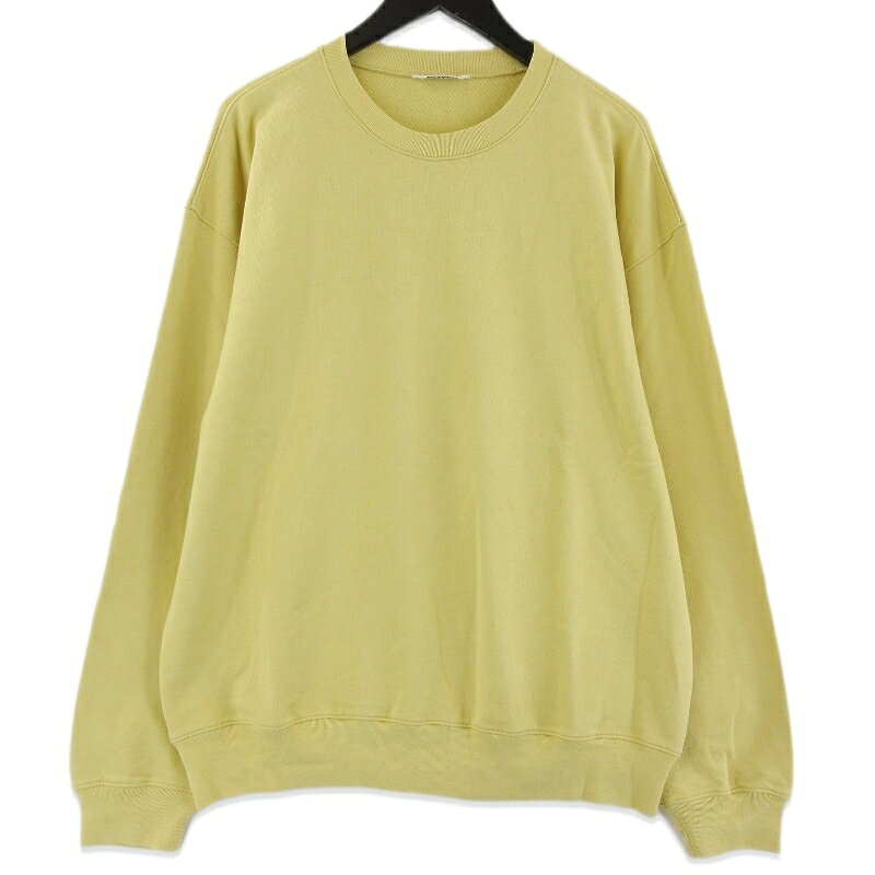 【中古】美品 AURALEE オーラリー クルーネックスウェット A24SP01HU SUPER HIGH GAUZE SWEAT P/O コットン 日本製 マスタード 5 メンズ 71016847