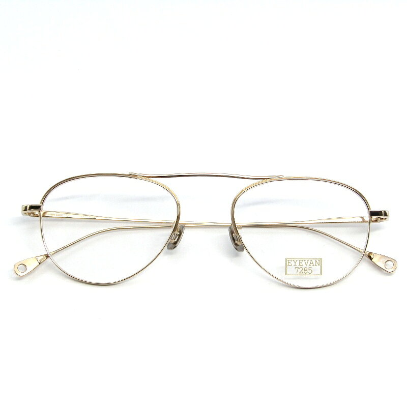 【中古】未使用 EYEVAN7285 アイヴァン7285 メガネフレーム MODEL.1019 日本製 アヴィエーター トップバー 902 ホワイトゴールドメタル メガネ 眼鏡 サングラス 61006820