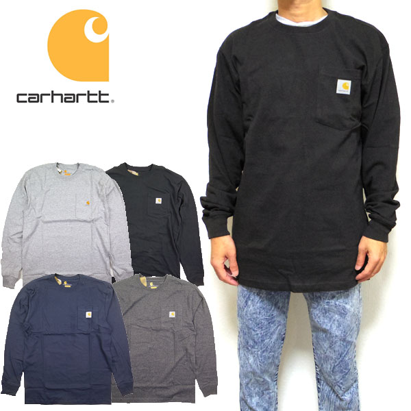 乐天商城 - カーハート ロンT 長袖 Tシャツ メンズ Carhartt K126 TK0126 ポケットT USAモデル ヘビーウェイト ワークウェア 無地 ロゴ ビッグサイズ
