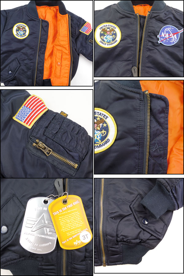 アルファalpha キッズ フライトジャケット Nasa Tシャツ Ma 1