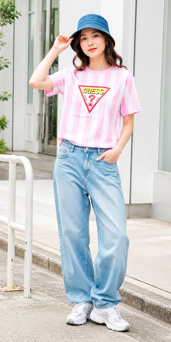 GUESS ゲス Tシャツ メンズ レディース 半袖 ミッキー ディズニー コラボ オーバー...