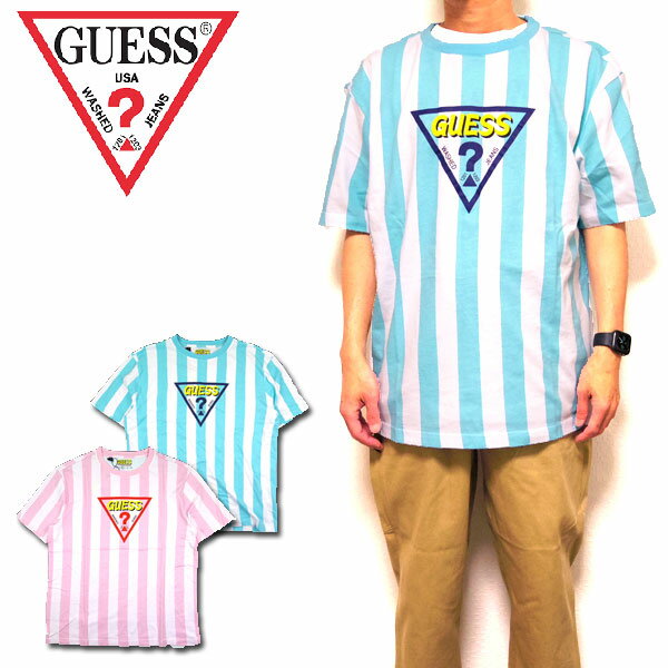 ���� GUESS T����� �ߥå��� �ǥ����ˡ� ��� ��ǥ����� ML2K7773DM Triangle Logo Striped ������ �֥���