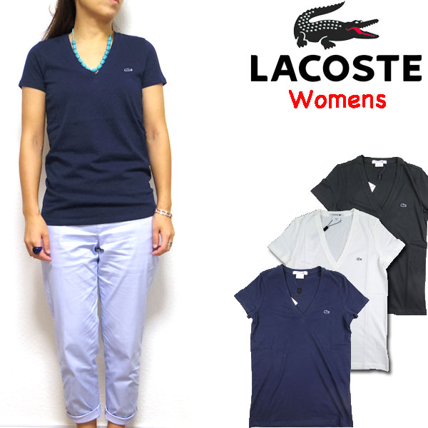 ラコステ レディース Tシャツ LACOSTE Vネック W