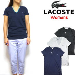 ラコステ Tシャツ レディース ラコステ レディース Tシャツ LACOSTE Vネック Womens V-Neck T-shirt TF7880 TF8908 ブランド XS S M L