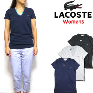 ラコステ レディース Tシャツ LACOSTE Vネック Womens V-Neck T-shirt TF7880 TF8908 ブランド XS S M L