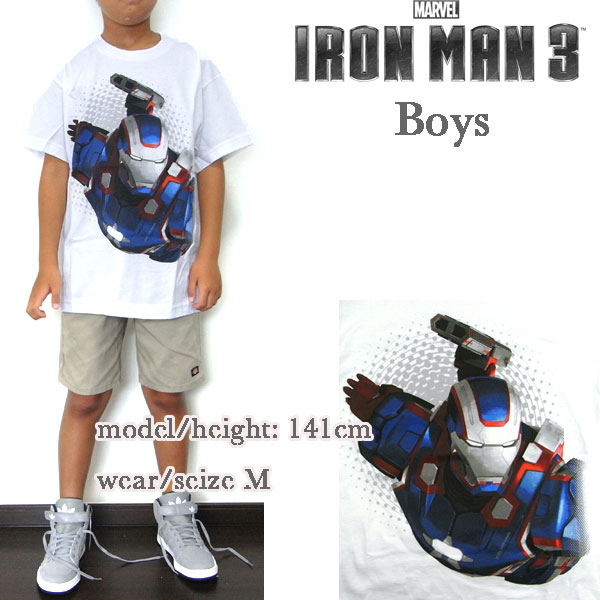 アイアンマン3 Tシャツ キッズ 子供 キャラクター BOYS Patriot Flyer T ホワイト IRON MAN3 ボーイズ プリント ティーシャツ