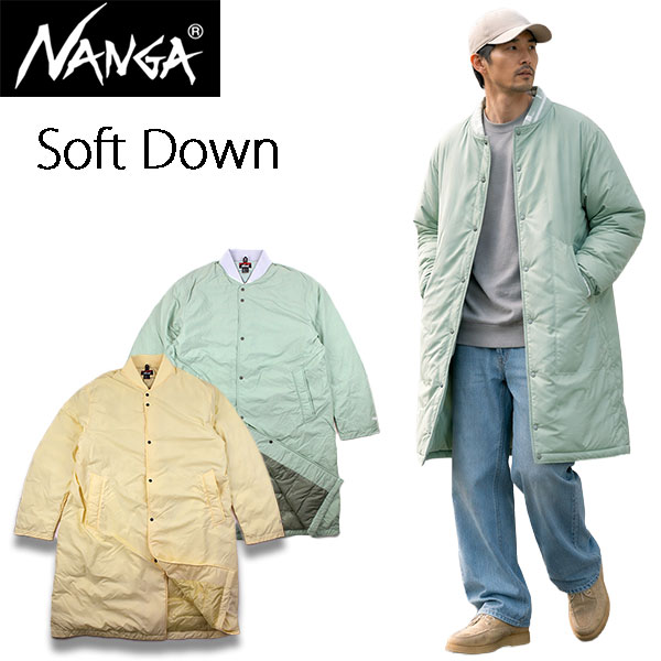 樂天商城 - ナンガ ダウン ノーカラー ソフトダウンコート NANGA RIB COLLAR SOFT DOWN COAT ユニセックス 軽量 撥水 春 秋 アウター 膝丈 ダウンコート N-2500-0D001A 日本製 セール