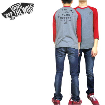 バンズ キッズ Tシャツ VANS BOYS STACKED RUBBER RAGLAN TEE 7部袖 男の子 ロンT 120 130 140 150 160 170