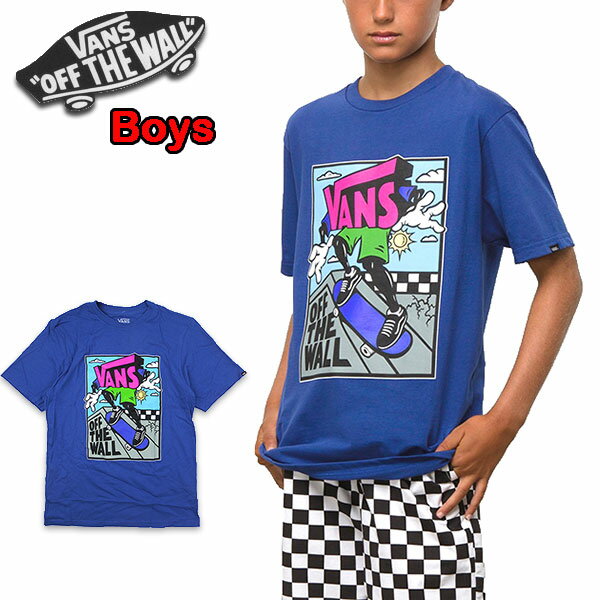 VANS(バンズ　キッズ)のUSAモデル！tシャツ BOYS COMIC GRIND TEE T-shirt (ボーイズ コミック グラインド ティーシャツ)が入荷です。 バンズらしい、ネオンカラーロゴにキャラクターの グラフィックにチェッカー柄、蛍光カラー使いの プリントがクールなTシャツです。配色もグット！ お子様の嫌いな、襟ネームも排除されプリント化！ しっかりとした、コットン素材のボディーに、 アメリカ企画の商品らしい元気なプリント柄が映えるTシャツです。 素材：コットン100％ 原産国：メキシコ サイズ着丈身幅肩幅身長 BOYS S56cm40cm36cm約130〜140cm BOYS M60cm43cm38cm約140〜150cm BOYS L65cm46cm42cm約150〜160cm BOYS XL68cm49cm44cm約160〜170cm